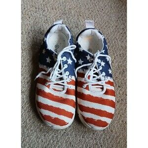 Women's Epic Step American Flag  Patriotic Sneakers Shoes, Lace Up Size 10